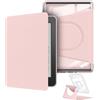 YoungMe Custodia girevole a 360 gradi per Kindle, design magnetico staccabile, custodia protettiva regolabile con supporto posteriore trasparente con accensione e spegnimento automatico (rosa, Kindle