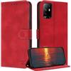 ZONNAVI Cover per Oppo A94 5G, [Blocco RFID] Custodia a Libro in Pelle con Porta Carte, Flip Case Portafoglio Antiurto Cover per Oppo A94 5G (Rosso)