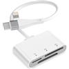 Ardaddyn Lettore di schede XD per iPhone 17 16 15 14, adattatore 3 in 1 USB-C e Lightning per schede SD Olympus xD, lettore micro SD per MacBook, iPad, Android, trasferimento foto vecchia fotocamera