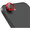 VAVAVOOMY Protezione per obiettivo fotocamera per iPhone 16E, protezione 9H, in vetro, trasparente, antigraffio, anti-impronte, rosso