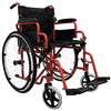 MedicalPharm® Sedia a Rotelle Pieghevole Leggera ad Autospinta,Carrozzina per Disabili ed Anziani con Braccioli Poggiapiedi Estraibili,Cintura di Sicurezza,63 x 87 x 104 cm,Rosso