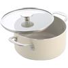 KitchenAid Pentola antiaderente in alluminio e ceramica con coperchio, 20 cm/3,11 l, senza PFAS, a induzione, adatta al forno, color crema