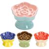 S&Q's CERAMICS Ciotola rialzata per gatti, in ceramica, rialzata e titolata, in vetro, per cani di piccola taglia, a forma di fiore, per cibo secco e umido (rosa, 14,7 cm)