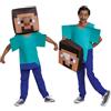 MINECRAFT Costume adattivo di Steve, licenza ufficiale, bambini. Travestimento ispirato al videogioco, include tuta e maschera di Steve. Per bambini dai 4 ai 6 anni