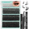 ANNAFRIS Ciglia Finte Ciuffetti Kit, Ciglia Inferiori(50P+80P+100P+YH021) | Effetto 3D Volumizzante, Cluster Lashes con Ciglia Finte Inferiori, Colla, Pinzetta