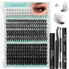 ANNAFRIS Ciglia Finte Ciuffetti Kit, con Ciglia Inferiori(50P+80P+YH020) | Effetto 3D Volumizzante, Cluster Lashes con Ciglia Finte Inferiori, Colla, Pinzetta