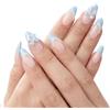 Ceriselle Unghie Adesive French, 24 Pezzi Unghie Finte a Punta Blu Francese, Forma Mandorla Media con Disegni 3D e Perle, Nude Rosa Lucido, Per Donne, Kit Manicure per Uso Quotidiano
