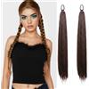 Fonyiunce 2PCS Lunga Coda di Cavallo Extension 70cm, con Coulisse Sintetici Nero Naturale Per appuntamento Celebrazione Festa Banchetti (marrone)