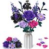 Booyuer Kit Costruzione Bouquet di Fiori, 701 PCS Flowers Artificiali Eterni con Rose Viola e Nere, Regalo per Bambini 6+ Natale Compleanno, Adulti per Lui o Lei San Valentino Festa della Mamma Anniversario
