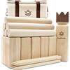 SunNordic Kubb Gioco di lancio vichingo, gioco di scacchi svedese in legno di gomma di alta qualità, con borsa per il trasporto in tela e istruzioni per il gioco, gioco robusto per bambini e adulti