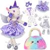 Tokiyis Unicorno Bambina Regalo, Bambola di Stoffa Unicorno Ballerina Morbida con 3 Abiti, Giocattolo Educativo per lo Sviluppo della Motricità Fine, Vestire la Bambola Giochi Bimba 3-6 Anni Femmina