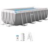 Intex 26790NP - Piscina Fuori Terra Prisma Frame Rettangolare, Pompa Filtro 2006 L/h, Scaletta, 8418 L, Acciaio e PVC, Grigio, 400x200x122 cm