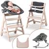 hauck Seggiolone Beta+ Newborn Set Premium da 0 Mesi - Seggiolone Legno Evolutivo, con Sdraietta Neonati (Dondolo Neonati), Cuscino Seduta, Vassoio - (Cintura a 5 punti, Whitewashed)