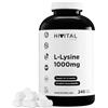 HIVITAL foods L-Lisina 1000 mg. 240 compresse vegane per 8 mesi di trattamento | Lysine pura ottenuta dalla fermentazione vegetale. Aminoacido essenziale a base di Cloridrato di L-Lisina. HIVITAL.