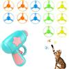 Voarge Cat Fetch - Set di giocattoli interattivi per gatti, 1 lanciatore blu e 12 dischi volanti colorati, per l'allenamento