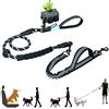 Tiesenci Guinzaglio 4in1 Resistente NoPull Bungee 1.8m Nero Cani Grandi | impugnature imbottite, guinzaglio scorrevole riflettente, girevole antigroviglio & cintura auto. Nylon 12mm