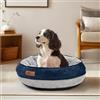 Deconovo Letto Ortopedico per Cani di Taglia Media e Grande, Soffice e Lavabile, con Cesto per Cani a Forma di Ciambella In Pile，61x61x15cm, Blu Navy