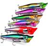 Hoppipola Esche in plastica ABS, 12 cm, 19 g e 16 cm, 50 g, Topwater Wobbler con occhi 3D e sfere sonore, per spigola, luccio, lucioperca, set di accessori da pesca (verde/viola/rosso)