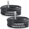 YunSCM 700C - Tubi per bicicletta 700 x 25C/32C (25/32-622) TR4A 40 mm, tappo