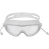 SHINEOFI Occhialini da Nuoto Adulti Grandi, Impermeabili, Antiappannamento, Silicone | Versione 4d Ampio Campo Visivo, PC e Bianco, Tappi Auricolari Monopezzo per Nuoto