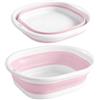 Lafefe Bacinella pieghevole da 9 l, bacinella pieghevole rosa e ciotola salvaspazio con manici, bacino pieghevole in plastica di silicone ad alta capacità per campeggio, roulotte, lavanderia e lavello