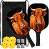 FRODOTGV Highland Cow ampliato Sweet spot Pickleball Paddle | Pala de Pickleball fibra de vidrio per giocatori intermedi