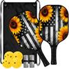 FRODOTGV Bandiera USA con girasoli (1) Pagaie da pickleball in fibra di vetro | set de palas de pickleball per adulti uomini donne