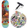 Tony Hawk Skateboard completo Tony Hawk PROFESSIONALE Serie Principiante 7.75 + tool multiuso + 50 stickers lucidi (Golden hawk 7.75 - tool - 50Sticks, 7.75)