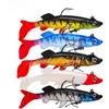 Hoppipola 5 esche morbide, 9,3 cm, 15 g, con coda a T e occhi 3D, per pesca alla spigola, esche realistiche in silicone con gancio per acqua dolce e salata