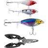 XHYASD 3 esche da pesca Topwater Plopper coda elica pesce persico | ABS, 3 pezzi, Topwater, coda dell'elica, 2 ganci triangolari, acqua dolce salata