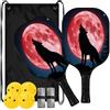 FRODOTGV Wolf Howling Red Blood Moon Spin & Power Pickleball Paddles | Pala de Pickleball fibra de vidrio per giocatori intermedi
