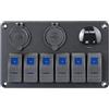 Asyduey Pannello Interruttori A Bilanciere Marino da 6 Gang Impermeabile 12 Volt, Pannello Interruttori A Levetta per Barche 12 V LED Blu Illuminato per Barche, Auto, UTV