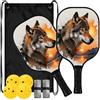 FRODOTGV Wolf Sunset - Pagaia per pickleball in fibra di vetro | Pala de Pickleball per principianti intermedi