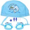 JECOMPRIS Occhiali da Piscina Antiappannamento per Cuffia in Silicone Blu | Clip Naso e Tappi Inclusi, Protezione Uv, Elastico e Pratico, per Lezioni e Feste in Acqua