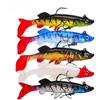 Hoppipola Confezione da 5 esche artificiali da 9,3 cm, 15 g, con coda a T e occhi 3D, per la pesca alla spigola, in morbido silicone