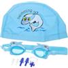 LIFKICH Set Cuffia e Occhiali Nuoto in Silicone Blu Antiappannamento | Tappanaso e Tappi Inclusi, per Piscina e Nuoto Casuale, Accessori Pratici per Ragazzi