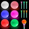 Waufoae Palline da golf luminose a LED, con 7 colori, 6 palle da golf colorate che si illuminano al buio, per allenamento notturno e tiro a lunga distanza