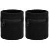 Kirunvia Bracciale Sportivo con Tasca Zip, Portafoglio da Polso, Cotone, 2 Pezzi | Tessuto 90% Cotone Assorbente, Elastico Taglia Unica, Cucitura 3 Aghi e 5 Fili, Tasca 8x8 cm, Corsa Palestra Tennis