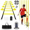 Jinfanshurich Aste per slalom, accessori per allenamento da calcio, con 6 aste per slalom, scala di coordinazione da 6 m, 12 coni, corda per saltare e paracadute di resistenza, set di allenamento da calcio per
