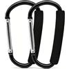 AUEJACKY Set di 2 moschettoni per passeggino in alluminio | Moschettone a chiusura automatica, Carabiner robusto con manico in schiuma per arrampicata e escursionismo