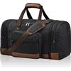 Litvyak Borsone da viaggio, borsa da viaggio da uomo, in tela, borsone per la notte, fine settimana, borsa da palestra, Nero, Uomo