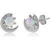 Meissa Orecchini Donna Argento Sterling 925 Luna con CZ Viola Rosa Gioielli Donna Orecchini Perno Scatola imballaggio Gioielli Regalo Donna Compleanno Orecchini per Bambina