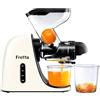 Fretta Estrattore di succo,con Ampio Scivolo di Caricamento,Senza BPA,Estrattore Frutta e Verdura，Estrattore con Motore DC Silenzioso e Funzione Inversa,Bianco