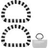 PH PandaHall 2 manici a forma di D, 13 x 9,8 cm, a righe zebrate, in resina, anelli di ricambio per borse, anelli neri e bianchi, per uncinetto, macramè, borse da spiaggia