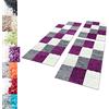 Carpettex Bordo del letto Shaggy tappeto Set di runner 3 pezzi Pila alta Modello di controllo a pelo lungo, colore:Viola, set letto:2 pezzi 60x110 + 1 pz 80x150
