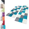 Carpettex Bordo del letto Shaggy tappeto Set di runner 3 pezzi Pila alta Modello di controllo a pelo lungo, colore:Turchese, set letto:2 pezzi 60x110 + 1 pz 80x150