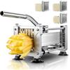 FOHERE FOHRER Tagliapatate Professionale in Acciaio Inox con 3 Lame (13, 9, 6 mm) per Patate Intere, Carote, Cetrioli, Cipolle e Patate Fritte (Argento)
