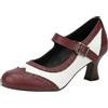 Generico Scarpe Mary Jane da Donna Bicolore con Punta Tonda E Cinturino Regolabile Decollete Oxford retrò Stile Brogue Tacco Basso A Spillo Chic
