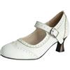 Generico Scarpe Mary Jane da Donna Bicolore con Punta Tonda E Cinturino Regolabile Decollete Oxford retrò Stile Brogue Tacco Basso A Spillo Chic