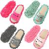 Wesiti 4 paia di pantofole lavabili, in microfibra, divertenti, per la pulizia del pavimento, per donne e pavimenti (romanzo, rosa, grigio, verde)